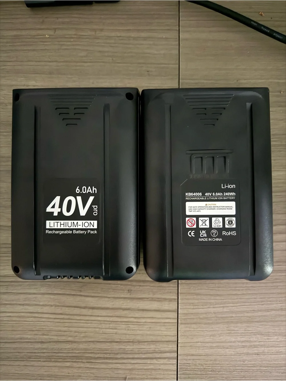 Two 40V 6.0Ah Lithium-Ion Rechargeable Battery Pack - Black